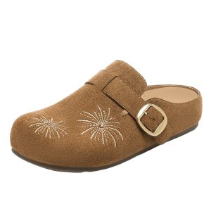 Agsdon | Thick Sole Heightening Winter Womens Closed Toe Slip-On Mules