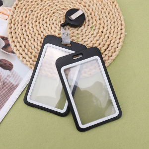 Retractable ID Card Holder Lanyard Transparent Plastic Badge Reel Clip for Office Work ID Badges Keychain School Card