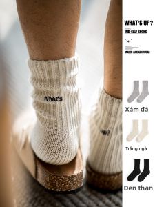 MADEN | Vớ cổ ngắn cotton thấm hút mồ hôi thêu vintage