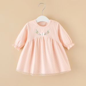 Princess Style Baby Girl Skirt Pure Color Mesh Skirt Infant Clothing One Year Old Girl Full Moon Cotton A-Line Skirt