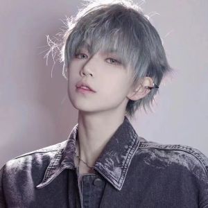 Mens Short Hair Wig Korean Style Anime Cosplay White Synthetic Full Head Covering Fake Fur Durable Straight Hair Design