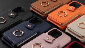 For IPhone 16 Pro Max 15 Pro Max 14 13 12 11 Pro Max 7 8Plus 16e PU Leather Phone Case with Ring Card Slots Anti-Fall Case