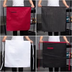 White Black Striped Half Apron for Hotel Kitchen Staff