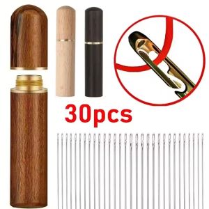Feelife 12/30Pcs Side Hole Blind Sewing Needles Stainless Steel Elderly Needles Hand Sewing Stitching Pin Diy Home Self Beading Threading Needles