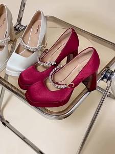 Daphne | White Buckle Heels Mary Jane Shoes