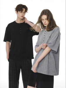 FORNINES | Embroidered High Quality Henry Collar Summer T-Shirt