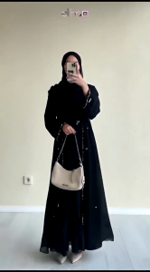 Abaya Hitam Terbaru Mahreen Dress: Ukuran & Aksen Payet Mutiara