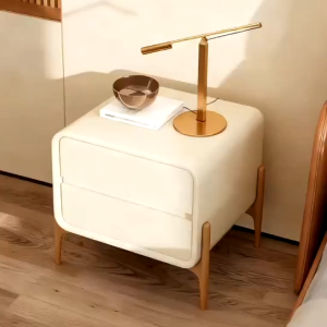 1PC minimalist bedside table with ultra fiber leather storage cabinet that is not easily damaged