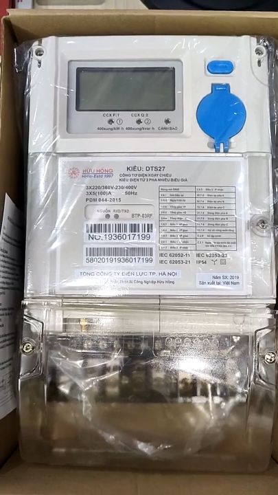 Công tơ điện tử 3 Pha NHIỀU BIỂU GIÁ trực tiếp HỮU HỒNG 5(100)A- DTS27 ...