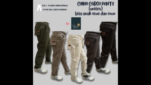 Tabina Celana Cargo Panjang Anak Bahan Katun Twill usia 2 hingga Remaja 16 tahun