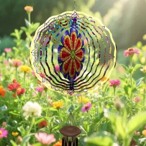 3D Mandala Wind Spinner - 10 Inch Vibrant Geometric Hanging Decor with 360° Rotating Hook DIY Creative Christmas Gift