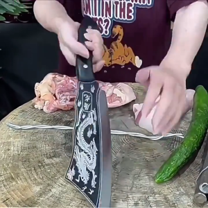 Pisau Daging Tulang Japan Style Butcher Knife Hand Forged Chopper Ukiran Naga Stainless Steel Chef Knife