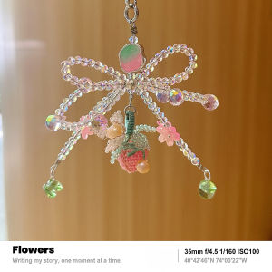 Design Style Strawberry Beads Mobile Phone Chain Sweet Girl Pink Teenage Girl Heart Camera Lanyard Ins Style Bag Hanging Ornament