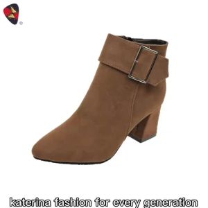 KATERINA FASHION Korean Ankle Zipper Boots Shoes Heeled For Women #C-101