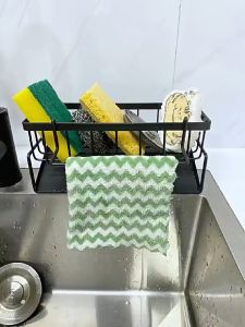 Kitchen Rack Sponge Holder Kitchen Sink Sponge Holder With Self-draining Tray Dish Soap Scrub Dishcloth Shelf