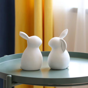 White Creative Minimalist Ceramic Cute Mini Rabbit Home Living Room Decorations Scandinavian Ins Ceramic Modern Small Size