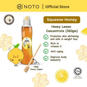 NOTO Honey Lemon Concentrate – 100% Pure Honey | Kid-Friendly | Bottle | 370g