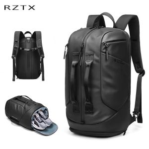 กระเป๋าเป้สะพายหลังผู้ชายความจุขนาดใหญ่ น้ำไม่ซึมได้สำหรับคอมพิวเตอร์ กระเป๋าเดินทางแบบลำลองสำหรับกีฬากลางแจ้ง กระเป๋าเป้สะพายหลังแบบถัง