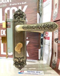 [chính hãng]  58K 731 BAB Khoá tay cửa PHÒNG dài 220 mm màu rêu hoa vân cổ điển cao cấp Pasini - Bảo hành 1 nằm