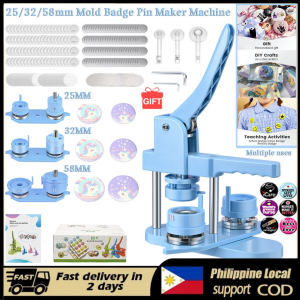 ❤Local delivery+COD❤ Button Maker Machine Multiple Sizes 1+1.25+2.25 Inch DIY Button N-eedle Machine Kit Button Press Machine with 300 Pieces 25+32+58mm Button Making Supplies