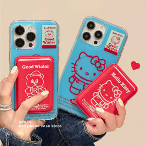Cartoon Kitty Cat Magnetic Absorption Phone Case Full Protection for  15Promax 14Pro New Model 13Women 12Dual Layer 11Simple 14Korean Style 13Pro Anti-Fall 12Pro Full Cover Shell
