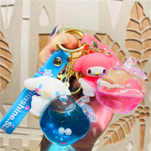 Trending Cartoon Cute Big Ear Dog Melody Oil Quicksand Apple Keychain Pendant Couple Backpack Hanging Ornament Female