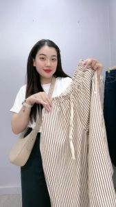 Quần xuông bigsize nữ kẻ sọc ống rộng lưng chun co giãn tôn dáng vải đũi sọc mặc mát - Q534