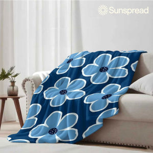 Beast Kingdom | Blue Rose Floral Soft Warm Flannel Blanket Lightweight Cozy Christmas Halloween Home Decor Room
