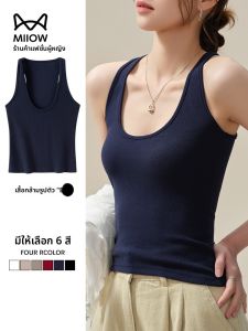 MiiOW | เสื้อกั๊กแขนกุดผ้าฝ้ายลายทาง MiiOW Cat ฤดูร้อนปี 2025 เสื้อชั้นในแบบลำลองสำหรับใส่กลางแจ้ง ทรงสลิมฟิต แขนกุด