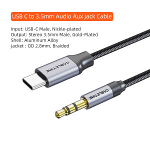 Cabletimes | CABLETIME Aux Cable USB C to 3.5mm Audio Jack Adapter HiFi Headphone Aux Cable for Huawei Xiaomi iPad iPhone Car Computer