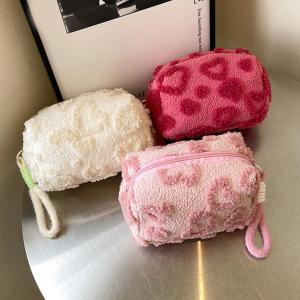 Plush Cosmetic Bag Portable Storage Bag Cute Simple Handbag Multipurpose Travel Storage Bag Zip Makeup Bag Pencil Case