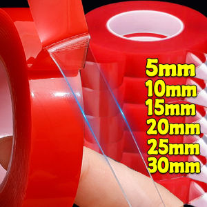 เทปกาวแข็งแรง3M/ม้วนฟิล์มสีแดงสองด้านอะคริลิคใสติดผนังกันน้ำคงแถบสติกเกอร์สติกเกอร์ตกแต่งเล็บไร้ร่องรอย