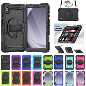 360° Rotating Stand Strap Case Screen Cover For Samsung Galaxy Tab A9 5G 8.7 inch SM-X110 X115 X117 Tab A9+ 5G 11.0 inch SM-X210 X216B X218U Tablet