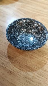 Chén chấm tròn đựng tương melamine Fataco vân đá đen - T 36: Ø 7.5 x 2.1 cm