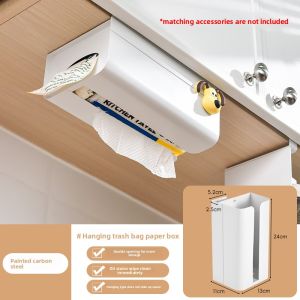 Kitchen Tissue Box Hanging under Cabinet Paper Towel Holder Drawstring Storage Rack No Drilling Required for Home Use