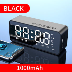 Loa Bluetooth Di Động Đồng Hồ Báo Thức Radio FM Loa Siêu Trầm Không Dây Mini Hộp Âm Thanh Âm Nhạc Có Đèn LED Vỏ Kim Loại Chống Thấm Nước