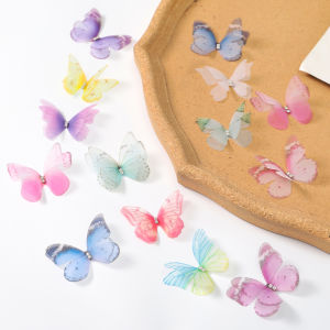 5/10/20/30Pcs 5cm Double Butterfly Appliqued 3D Simulation Organza Butterfly Patch for DIY Crafts Wedding Party Home Decorations