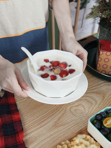 Bát Đựng Tráng Miệng Bằng Gốm Sứ Hình Vuông Bát Đựng Nước Ép Trái Cây Phong Cách Hồng Kông Bát Đựng Bột Sắn Bát Đựng Sữa Chua Bằng Gốm Sứ Dùng Trong Lò Vi Sóng