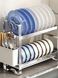 HANYUXUAN | 304 Stainless Steel Double Layer Dish Rack Compact Space Storage