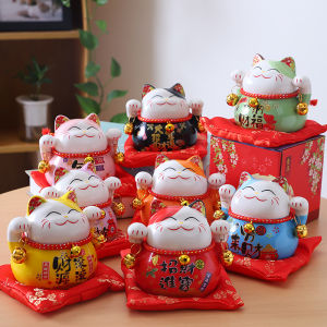 Small Ceramic Cat Figurine Money Bank Office Home Living Room Decorations Creative Gift Lucky Cat Statues Desk Accessories