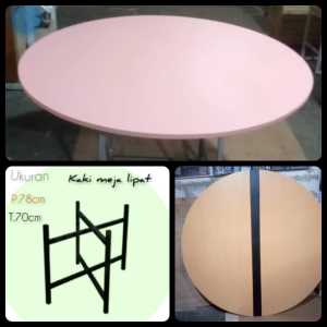 Meja Bulat bundar portabel Round Table D120/75 kaki silang
