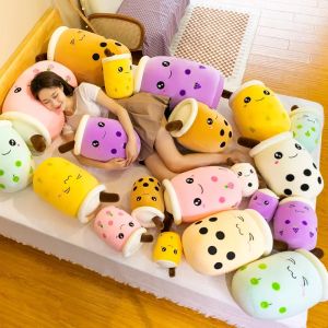 Cartoon Imitation Fruit Bubble Tea Cup Pillow Pearl Milk Tea Doll Stuffed Soft Back Cushion for Kids Girls Birthday Gift