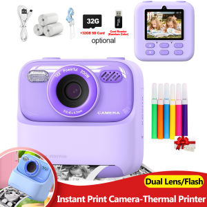 Pocket Thermal Photo Printer Children Instant Print Camera Digital Video 1080P HD Dual Lens for Boys Girls Gifts