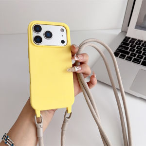 Official Lanyard Case For iPhone 17 Pro Max 14 12 11 13 15 16 Plus 17 Air Shockproof Candy Crossbody Neck Cord Strap Soft Cover