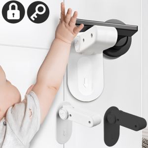 Door Lever Lock Universal Child Proof Handle Locks Baby Safety Locks Punch-free Multifunction Hidden Button Buckle Safety Lock