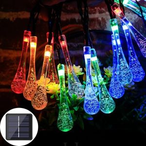 Solar Water Drop Lights 20/30/100LEDs Waterproof Outdoor Fairy String Light for Garden Courtyard Christmas Wedding Party Decor