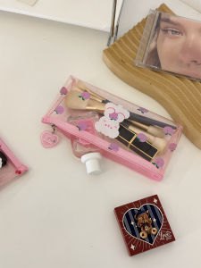 Portable Large Capacity Pink Transparent Makeup Brush Storage Bag Cute Cosmetic Brush Organizer Bag Family Storage Tools