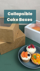 CAARTN (No Fold) 7" 8" 9" 10" White Window Cake Dessert Kraft Pastry Box Food Packaging