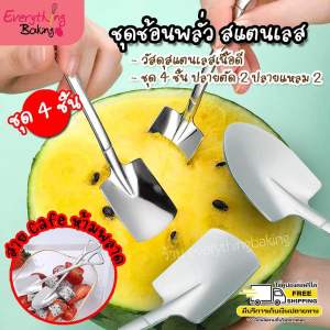 ช้อนพลั่ว ช้อนสแตนเลส ที่ตักเค้ก ช้อนขนมไอติม สุดเก๋ (4 อัน)
