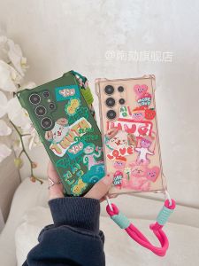 เคสโทรศัพท์ Samsung S25 Ultra แบบมีรูจับมือ ป้องกันเต็มจอ 4 ด้าน ลายการ์ตูนน่ารัก ลายกราฟิตี้ สำหรับผู้หญิง